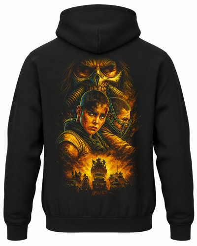 Czarna bluza z kapturem i nadrukiem na plecach: Mad Max
