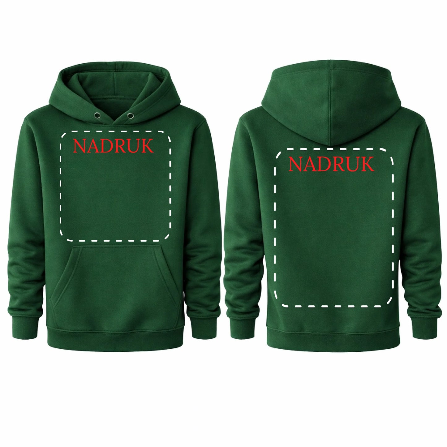 Bluza reklamowa dla firm z logo kangurka z kapturem 290g Butelkowy Zielony