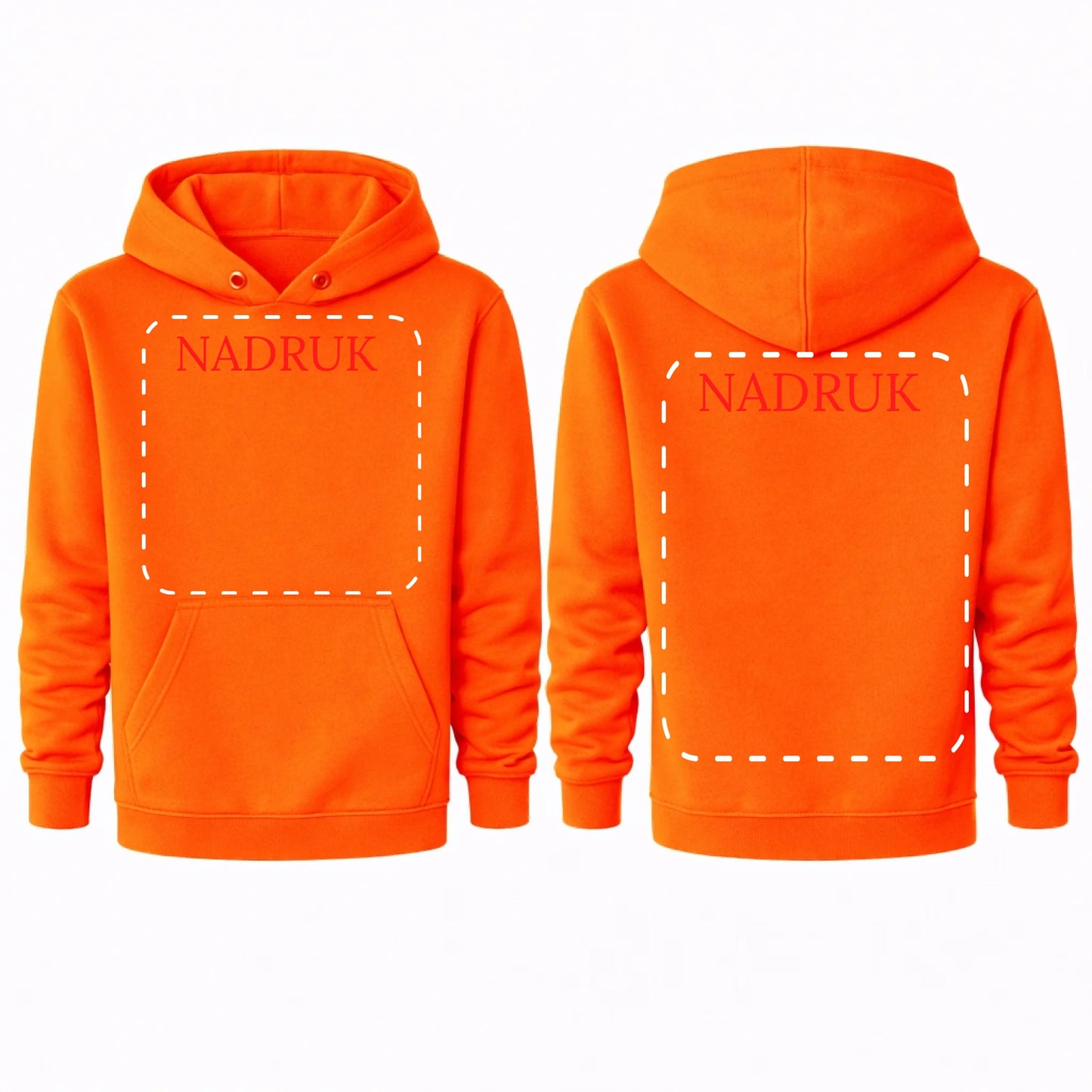 Bluza reklamowa dla firm z logo kangurka z kapturem 290g Fluorowy Pomarańczowy