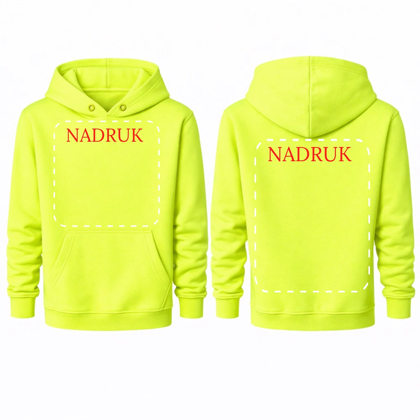 Bluza reklamowa dla firm z logo kangurka z kapturem 290g Fluorowy Żółty