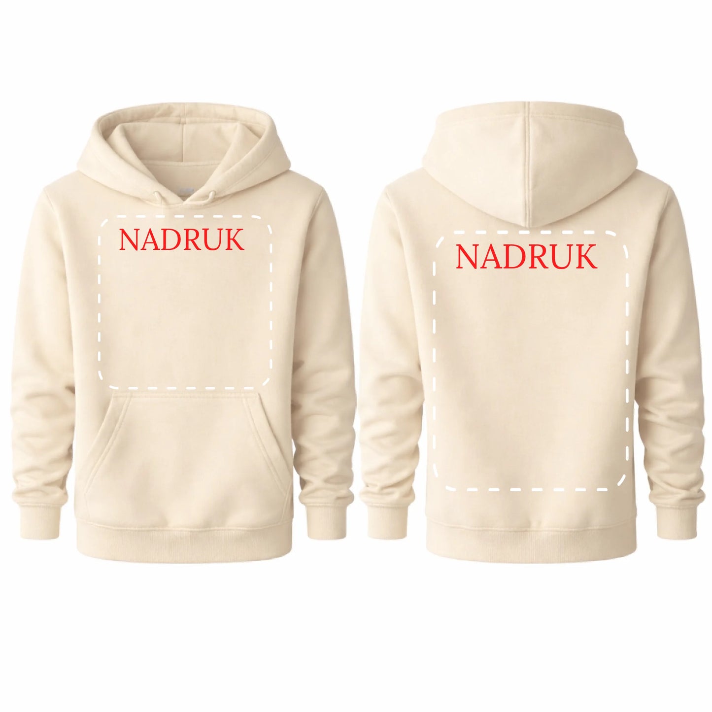 Bluza reklamowa dla firm z logo kangurka z kapturem 290g Kremowa