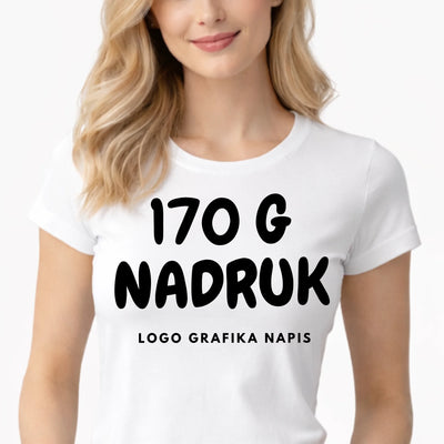 Koszulka bawełniana damska z własnym nadrukiem biała 170gramów