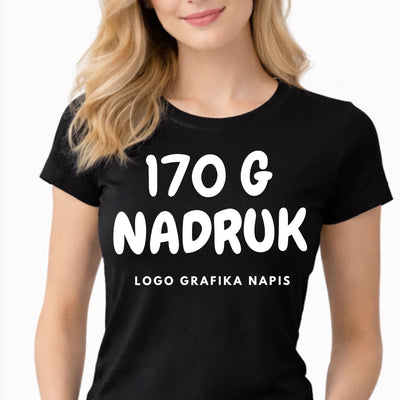 Koszulka bawełniana damska z własnym nadrukiem czarna 170gramów