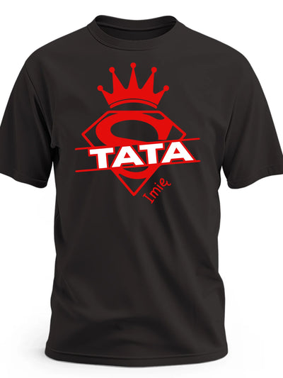 Prezent na dzień taty koszulka z nadrukiem super tata czarna