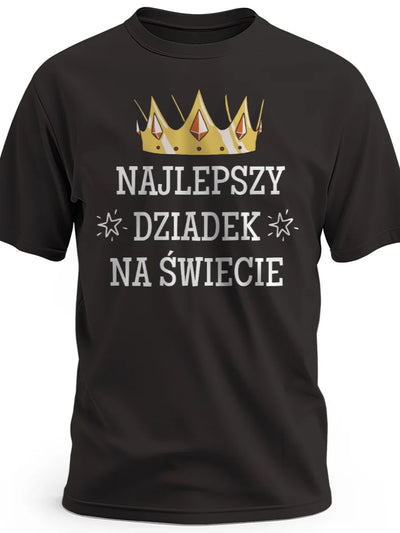 Prezent dla dziadka koszulka z nadrukiem najlepszy dziadek na świecie czarna