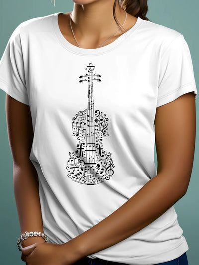 Prezent dla muzyka koszulka damska z nadrukiem skrzypiec
