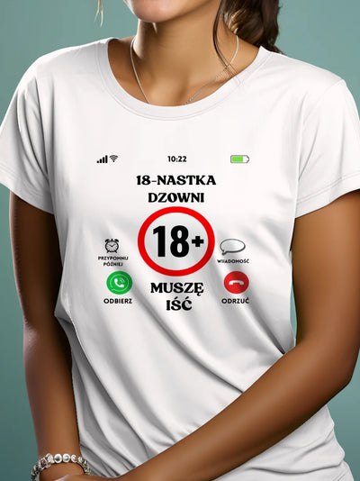 Koszulka na 18 urodziny dla dziewczyny 18 nastka dzwoni biała