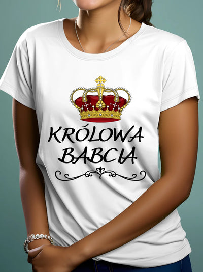 Prezent z okazji dnia babci koszulka z nadrukiem królowa babcia biała