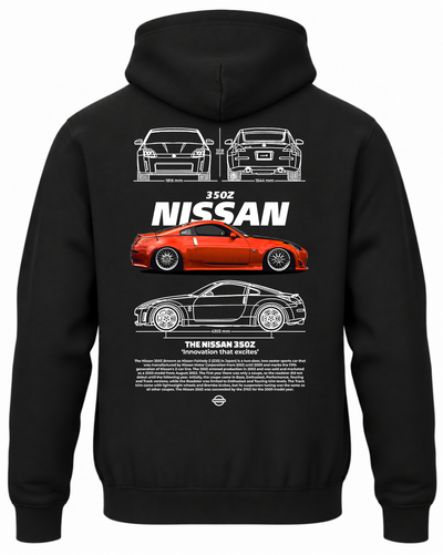 Czarna bluza z kapturem z nadrukiem Nissan 350Z