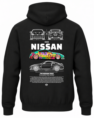 Czarna bluza z kapturem z nadrukiem Nissan 350Z