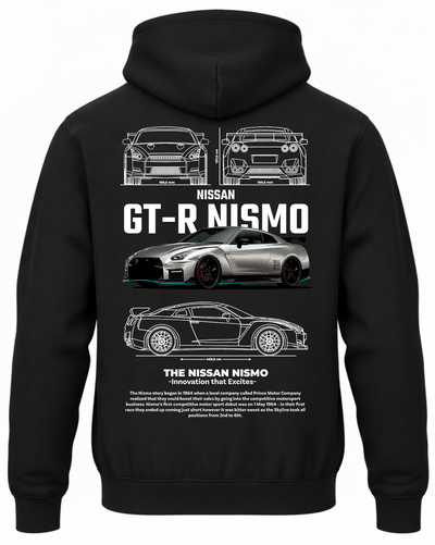 Czarna bluza z kapturem z nadrukiem Nissan GT-R Nismo