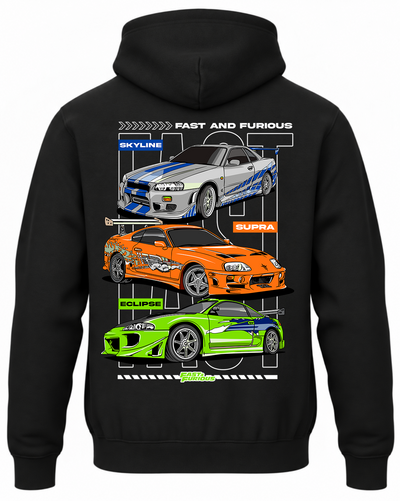 Czarna bluza z kapturem z nadrukiem Nissan Skyline