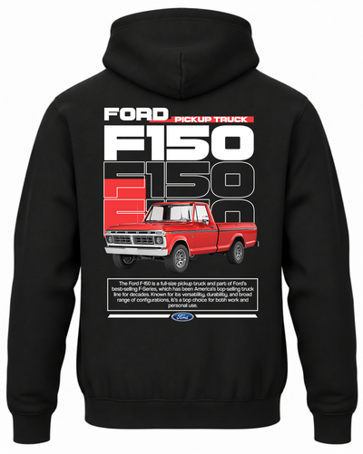Czarna bluza z kapturem z nadrukiem pickupa Ford F-150