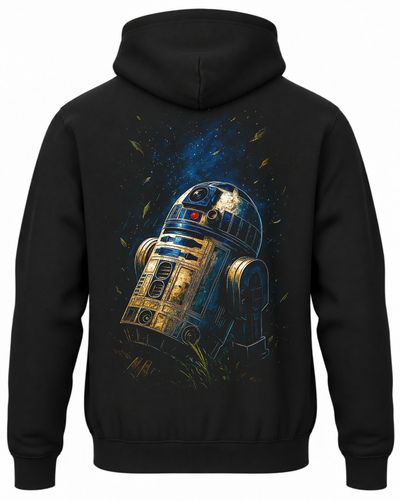 Czarna bluza z kapturem z robotem R2-D2 z filmu Star Wars na plecach