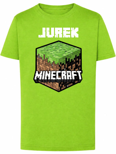 Koszulka Minecraft blok trawy z napisem