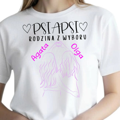 Koszulka damska z nadrukiem prezent dla przyjaciółki personalizowana z możliwością dodania imion oraz grafiką przyjaciółek <3