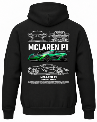 Czarna bluza z kapturem z nadrukiem McLaren P1 – zielony