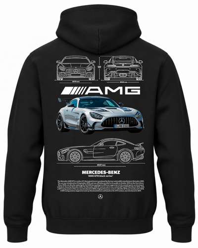 Czarna bluza z kapturem z nadrukiem Mercedes AMG – wzór 1
