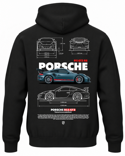 Czarna bluza z kapturem z nadrukiem Porsche – wzór 2