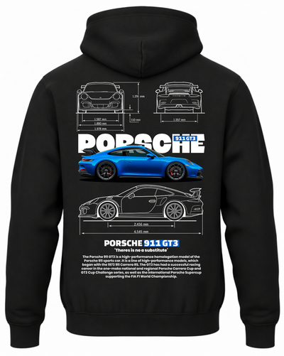 Czarna bluza z kapturem z nadrukiem Porsche 911 GT3