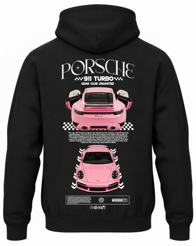 Czarna bluza z kapturem z nadrukiem Porsche 911 Turbo S