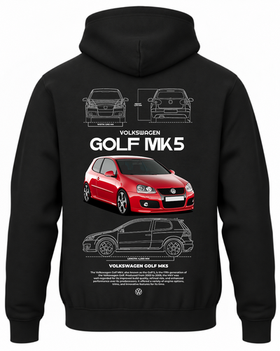 Czarna bluza z kapturem z nadrukiem VW Golf MK5