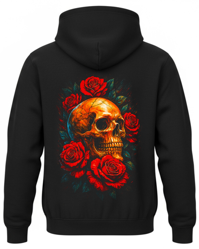 Bluza z czaszką pośród czerwonych róż