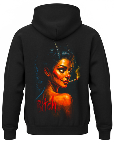 Bluza z portretem kobiety i napisem Bitch