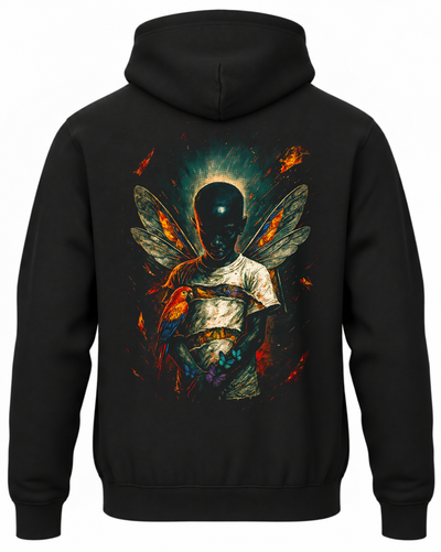 Bluza z tajemniczą skrzydlatą postacią i ptakiem