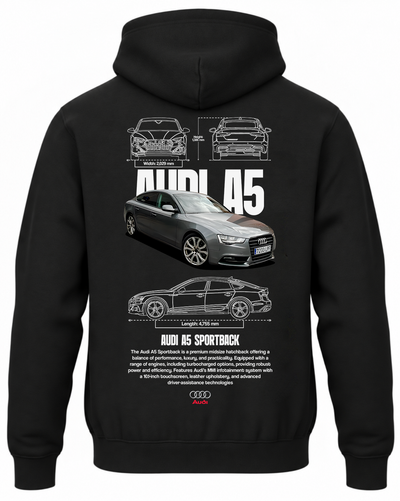 Czarna bluza z kapturem z nadrukiem Audi A5