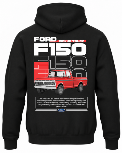 Czarna bluza z kapturem z nadrukiem samochodu Ford F-150