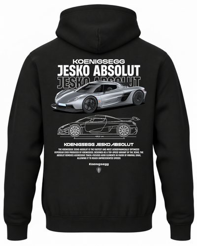Czarna bluza z kapturem z nadrukiem Koenigsegg Jesko