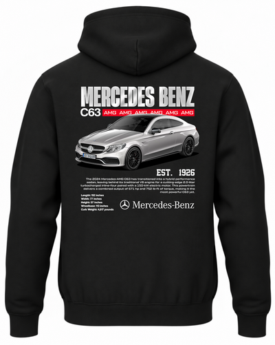 Czarna bluza z kapturem z nadrukiem Mercedes C63