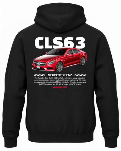 Czarna bluza z kapturem z nadrukiem Mercedes CLS63 AMG