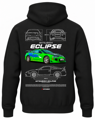 Czarna bluza z kapturem z nadrukiem Mitsubishi Eclipse Szybcy i Wściekli