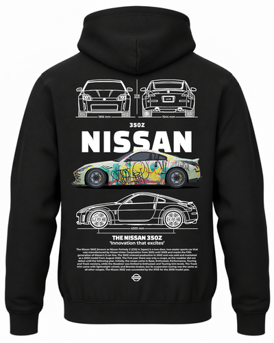 Czarna bluza z kapturem z nadrukiem Nissan 350Z