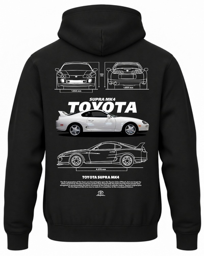 Czarna bluza z kapturem z nadrukiem Toyota Supra MK4 – wzór 2