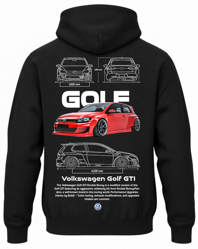Czarna bluza z kapturem z nadrukiem VW Golf GTI