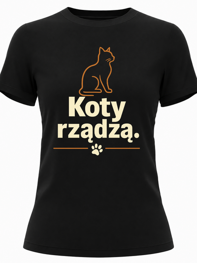Koszulka dla kociary z nadrukiem Koty rządzą