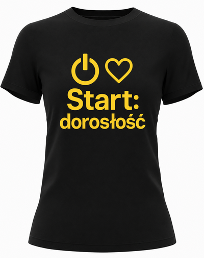 Minimalistyczna koszulka na 18. urodziny dla niej „Start: dorosłość” personalizowane-prezenty.pl
