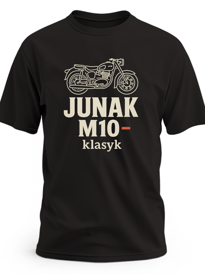 Koszulka z motorem Junak M10 dla fana starej motoryzacji PRL