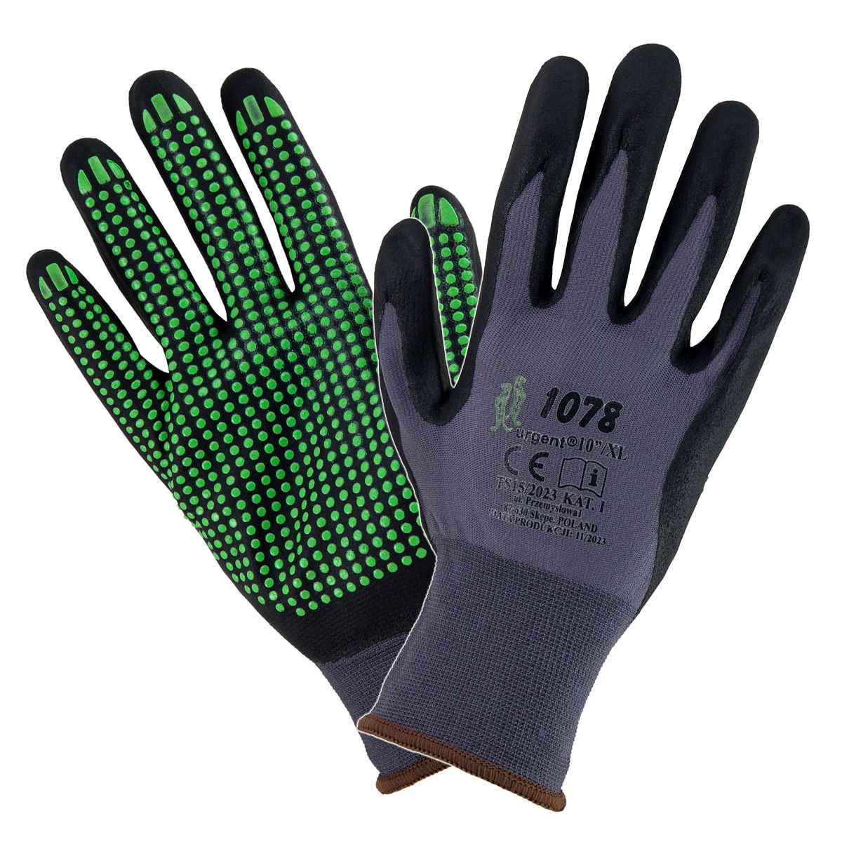 Rękawice robocze impregnowane pokryte nitrylem/PU 1078 URGENT