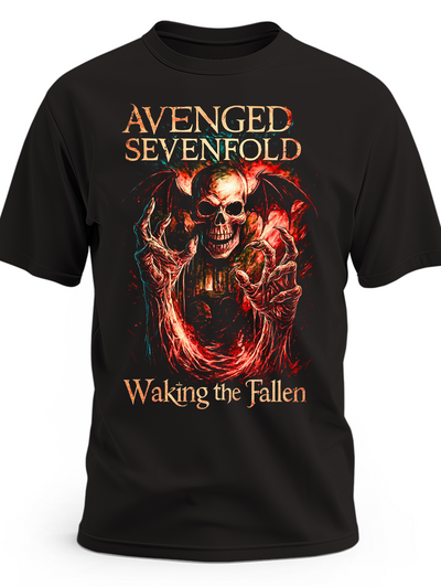 Czarna koszulka Avenged Sevenfold Waking the Fallen z czerwonym szkieletem i skrzydłami