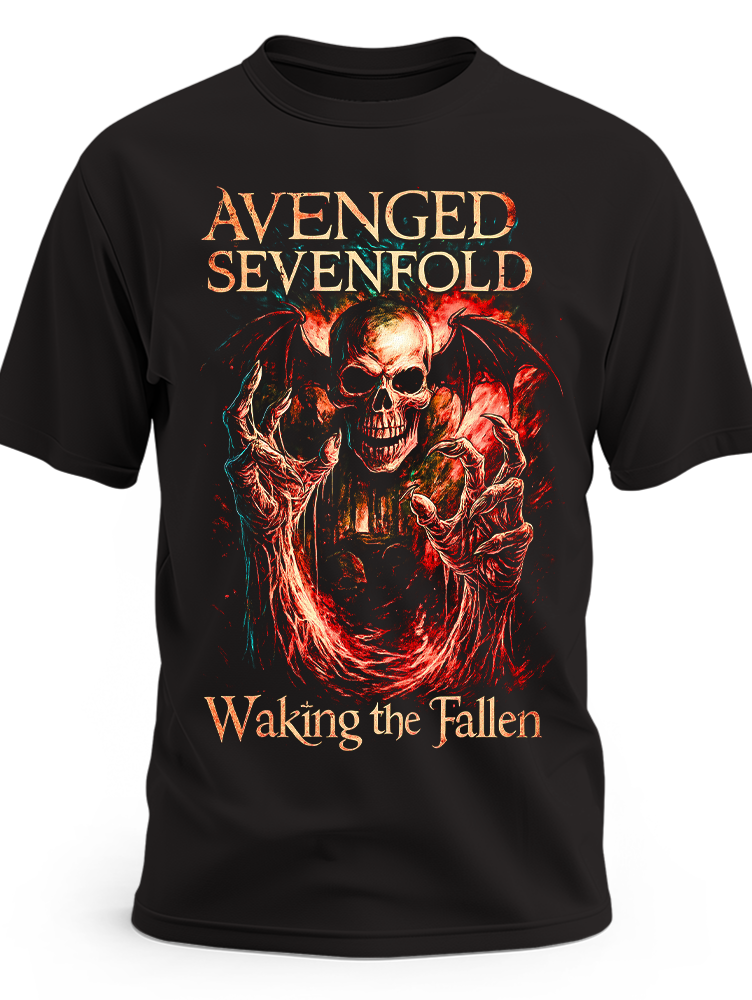 Czarna koszulka Avenged Sevenfold z motywem Waking the Fallen