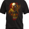 Czarna koszulka z nadrukiem klauna Pennywise’a z klasycznego filmu To