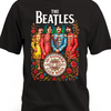 Czarna koszulka The Beatles z kolorowym kolażem muzycznym