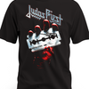 Czarna koszulka Judas Priest z żyletką British Steel w dłoni
