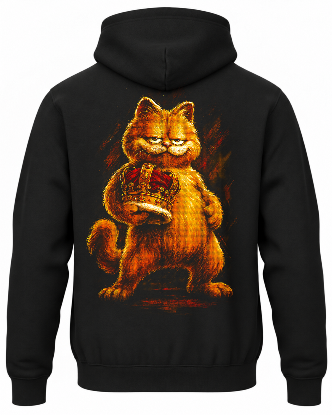 Czarna bluza z kapturem i nadrukiem na plecach: Garfield