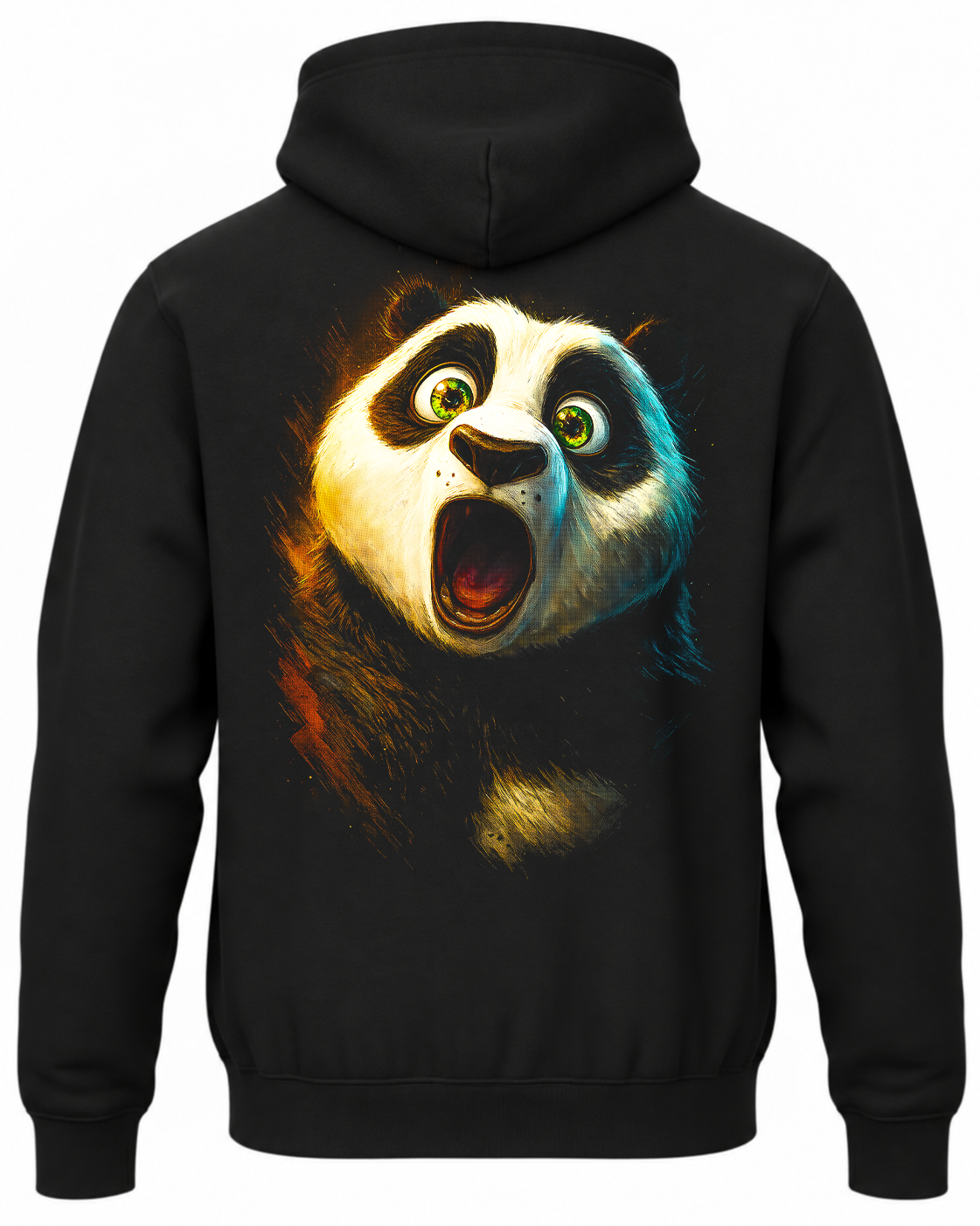 Czarna bluza z kapturem i nadrukiem na plecach: Kung Fu Panda – Po
