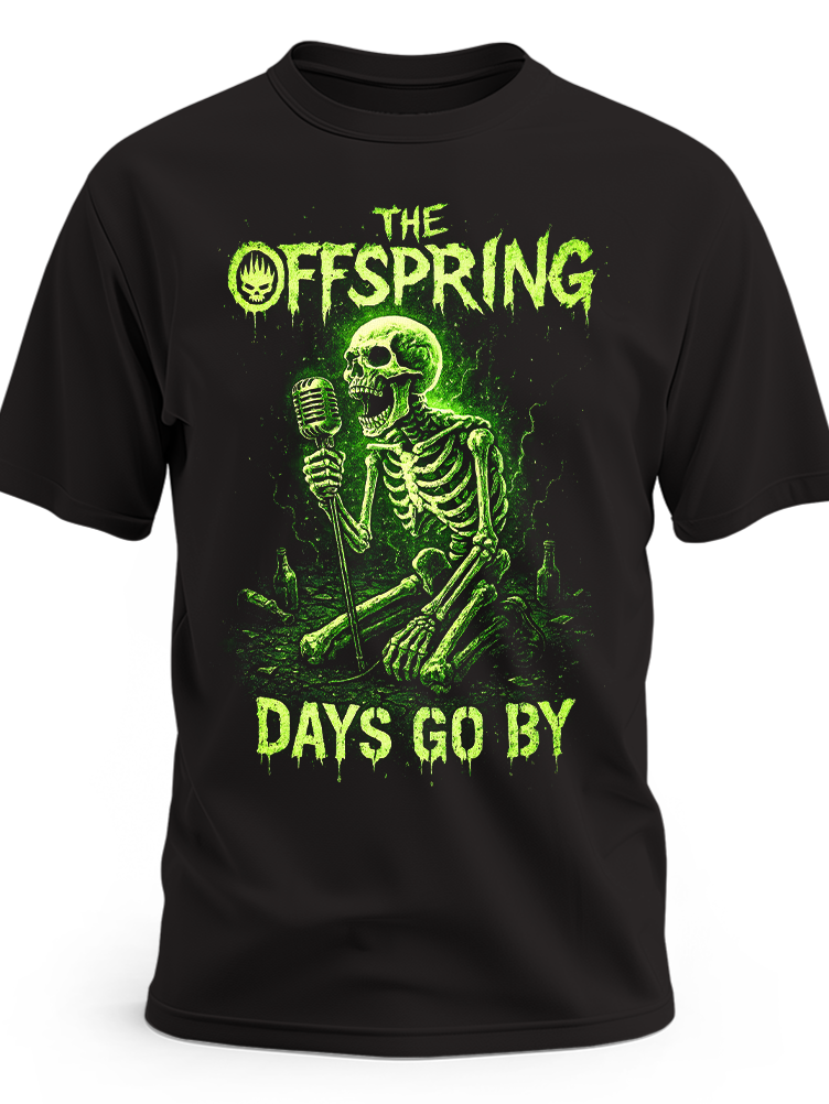 Czarna koszulka The Offspring z zielonym nadrukiem Days Go By